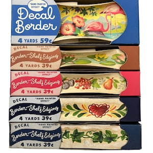 "Vintage ""Bordüre Regalkanten"" Transfer Abziehbilder." Meyercord Co. Authentisches Original. DU WÄHLST!