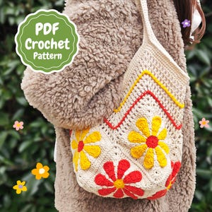 Crochet Bag Pattern - granny square pattern -  granny square bag crochet pattern - Crochet tote pattern pdf - Amigurumi bag