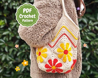Crochet Bag Pattern - granny square pattern -  granny square bag crochet pattern - Crochet tote pattern pdf - Amigurumi bag