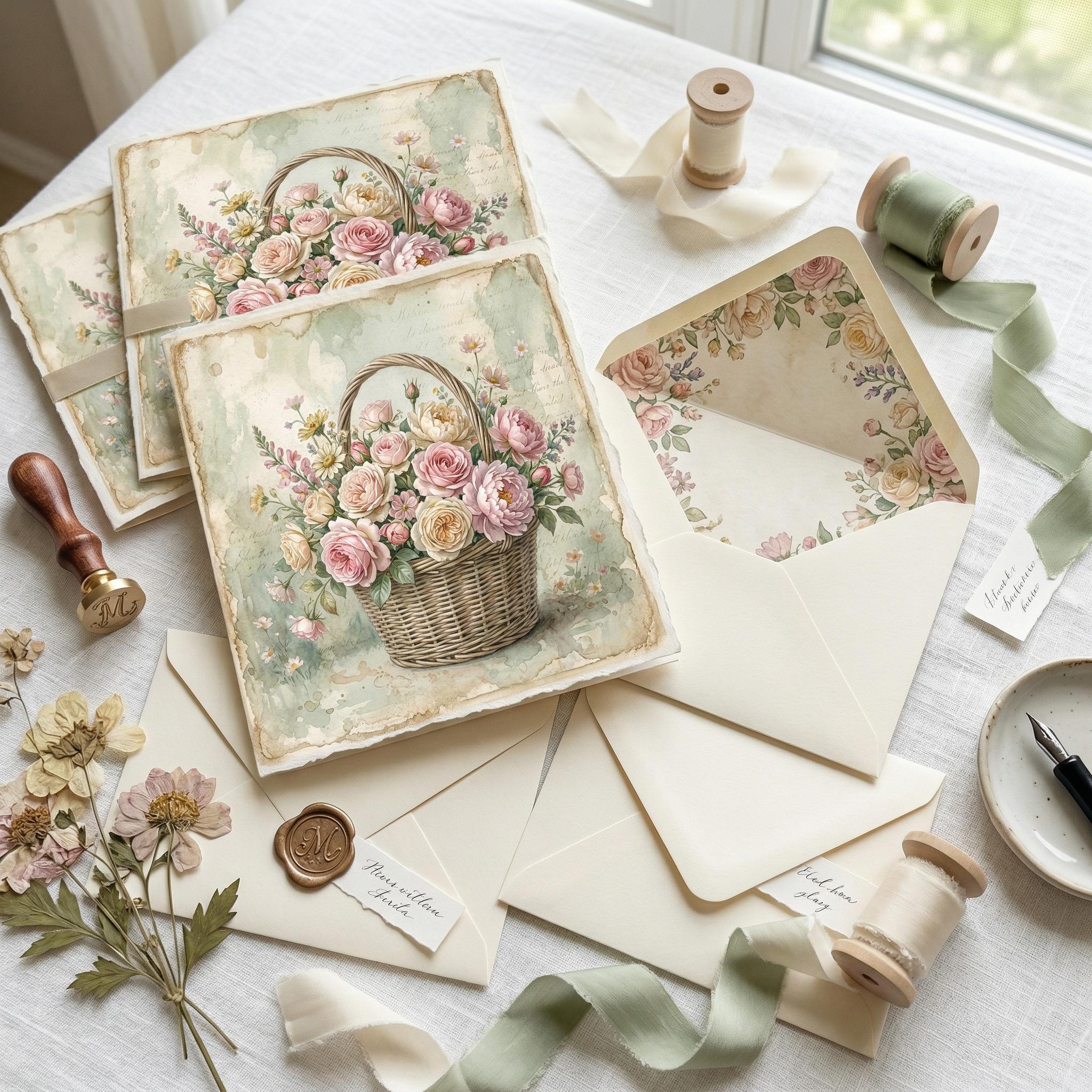 Vintage Floral Scrapbook Paper Kit – Watercolor Garden Scenes (digital ...