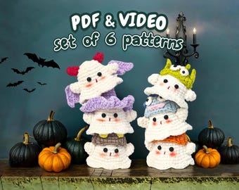 6 In 1 CROCHET PATTERN ghost -  Halloween Amigurumi Crochet Pattern Tutorial PDF- Crochet Halloween Decor