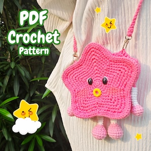 Tasche häkeln - Stern häkeln - Amigurumi Tasche - Süßer Stern häkeln Muster - Amigurumi Tasche PDF Anleitung Auf Englisch