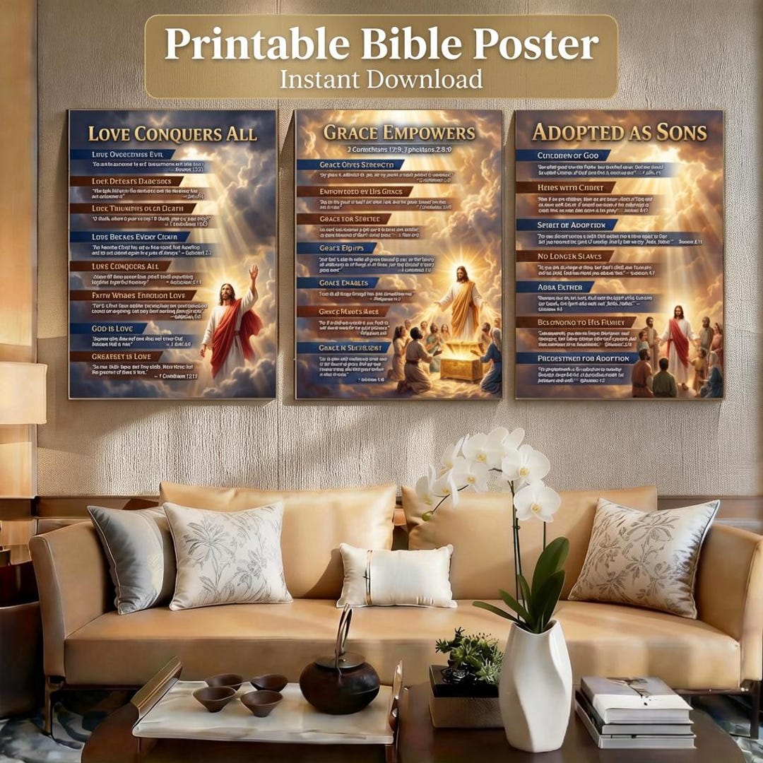 74 Bible Posters Set | Christian Wall Art, Scripture Verses (PNG Bundle ...