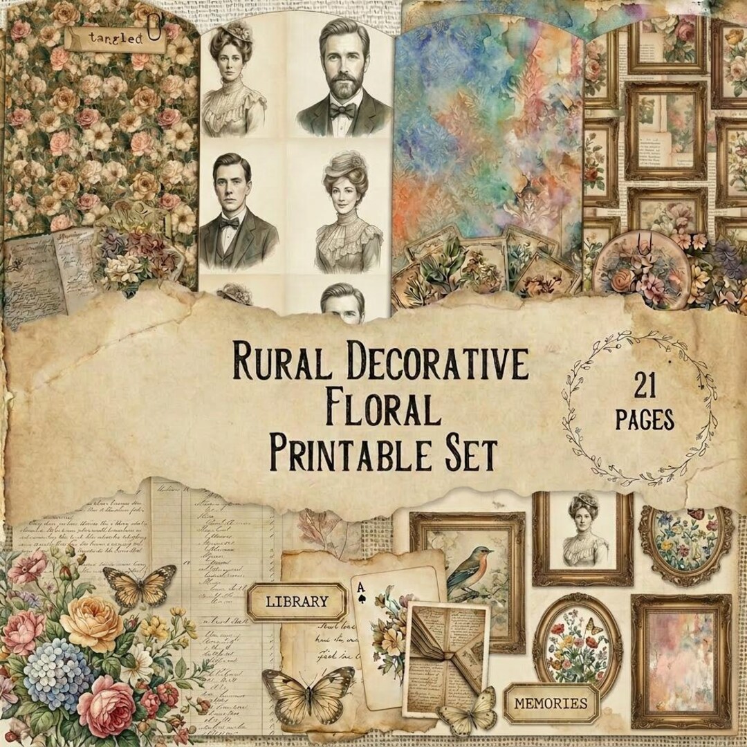 Victorian Floral Journal Kit | Vintage Ephemera, Junk Pages (digital ...