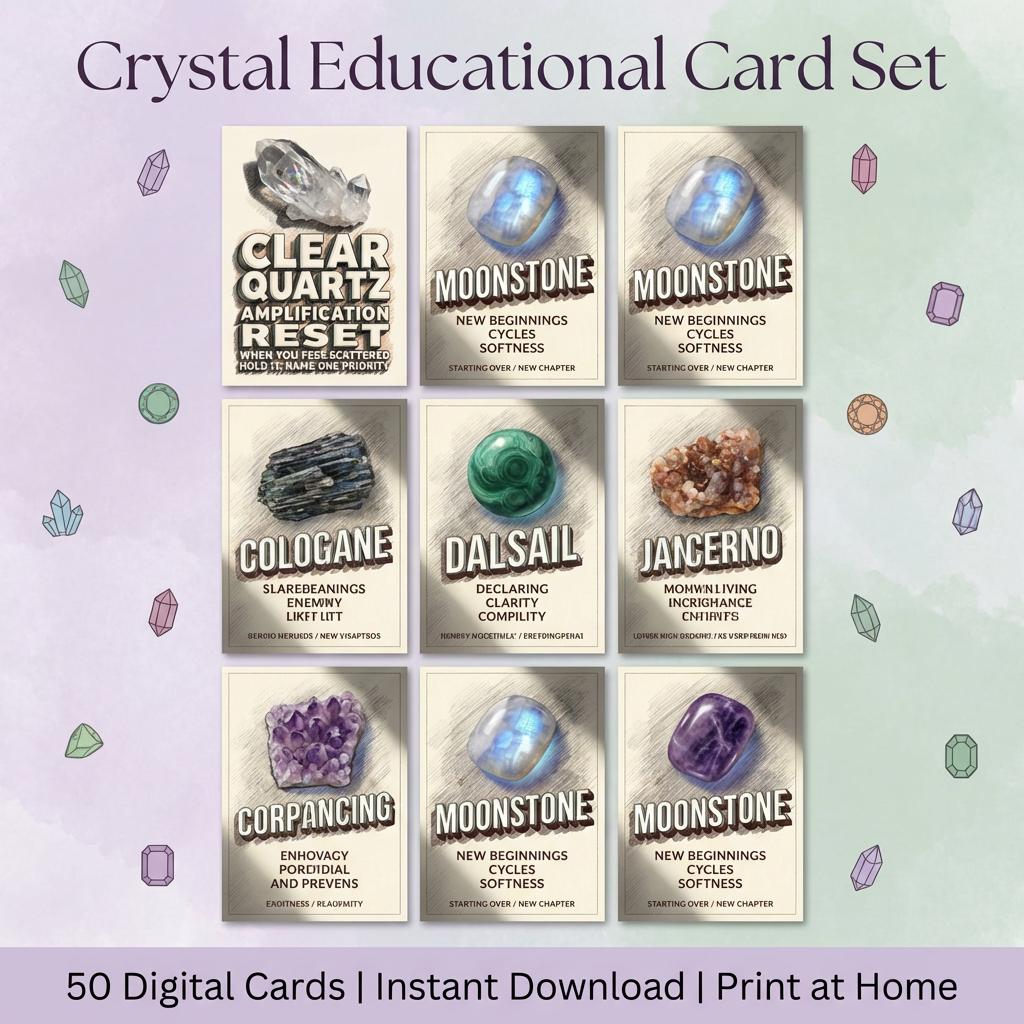 50 Crystal Educational Cards | Beginner Crystal Guide, Printable ...