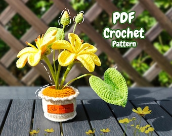 Crochet potted flowers Pattern - Flower Crochet Pattern - Crochet potted plant Pattern -  Amigurumi Flower PDF Tutorial In English
