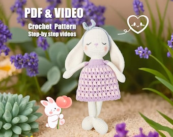 Crochet Animal Pattern -  Amigurumi Rabbit Pattern - Easy Crochet Toy Stuffed Animal - Instant Digital Download PDF