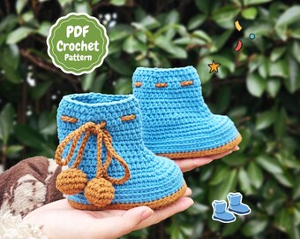 No Sew Crochet Baby Shoes pattern - Crochet Baby Boots - easy crochet pattern - Amigurumi shoes PDF Tutorial In English