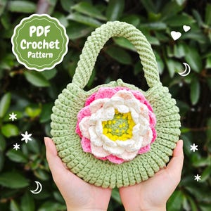 Crochet Bag Pattern lotus flower pattern flower package amigurumi  flower Crochet tote pattern crochet tutorial pdf