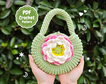 Crochet Bag Pattern - lotus flower pattern - flower package -  amigurumi flower - Crochet tote pattern - crochet tutorial pdf