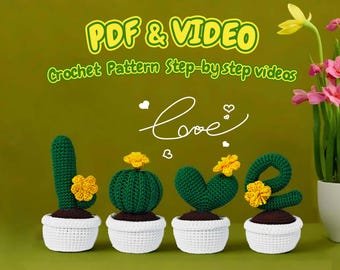 Crochet LOVE  Potted Plant Pattern - Amigurumi LOVE  Potted Plant -  Amigurumi Tutorial PDF In English