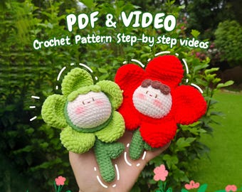 ハイビスカスの花ペン編みパターンのみPDF即時ダウンロードあみぐるみ