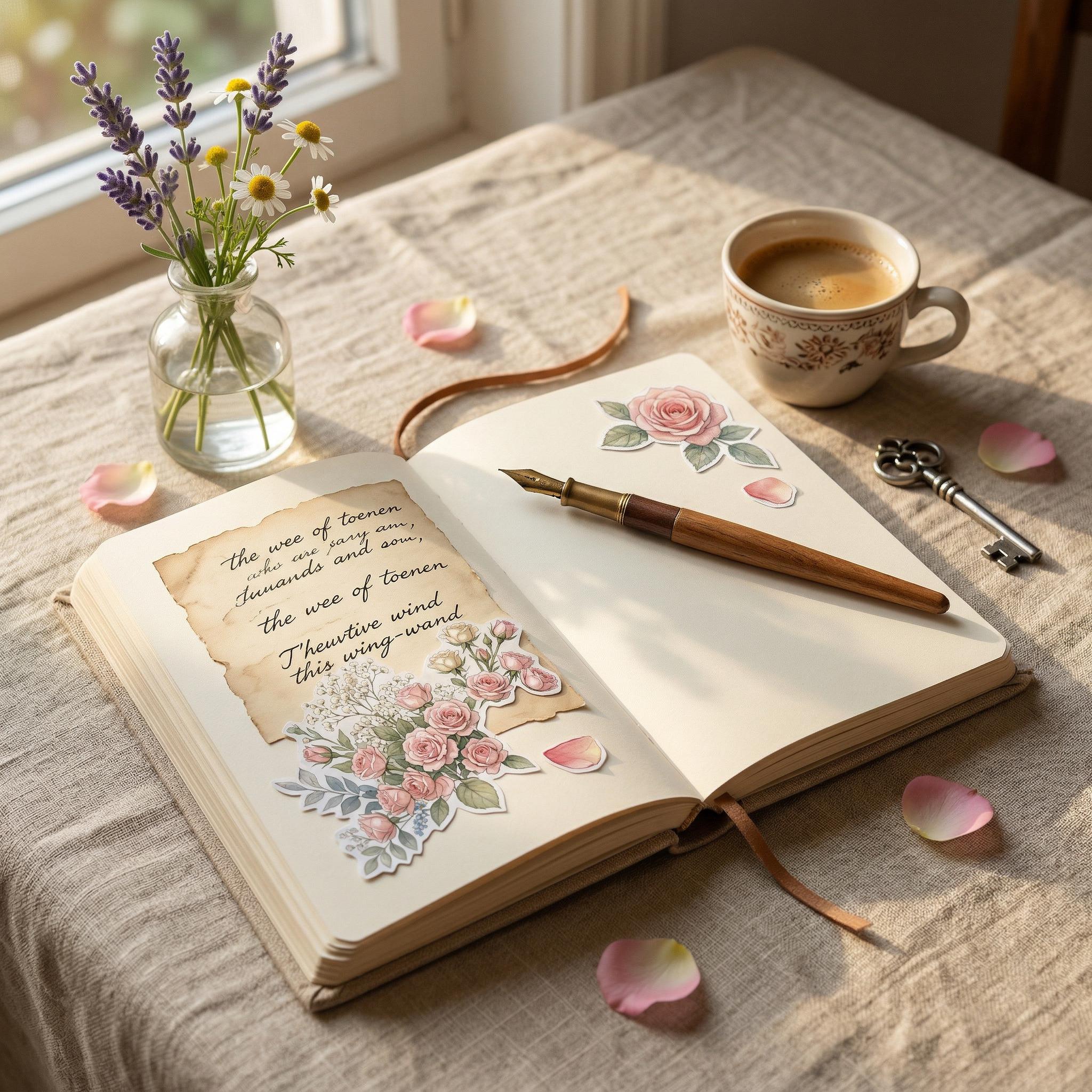 Vintage Floral Scrapbook Paper Kit – Watercolor Garden Scenes (digital ...