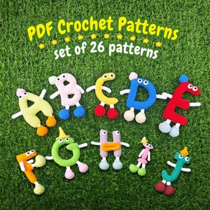 26 en 1 - Patrón de Letras Mayúsculas a Crochet - Educación para bebés a crochet - Letras Amigurumi - Tutorial PDF en Español