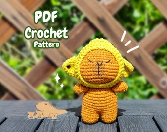 Virkat kapybaramönster - Amigurumi djurmönster - Enkelt virkad leksaksgosedjur - Direkt digital nedladdning PDF