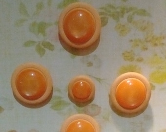 Six Plastic Buttons Cantaloupe Color
