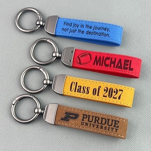 Custom Engraved Leather Keychain: Personalized Logo or Name Gift
