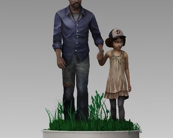 Handgefertigtes Lee und Clem - The Walking Dead Telltale Spiel 3D Gedrucktes Modell Set