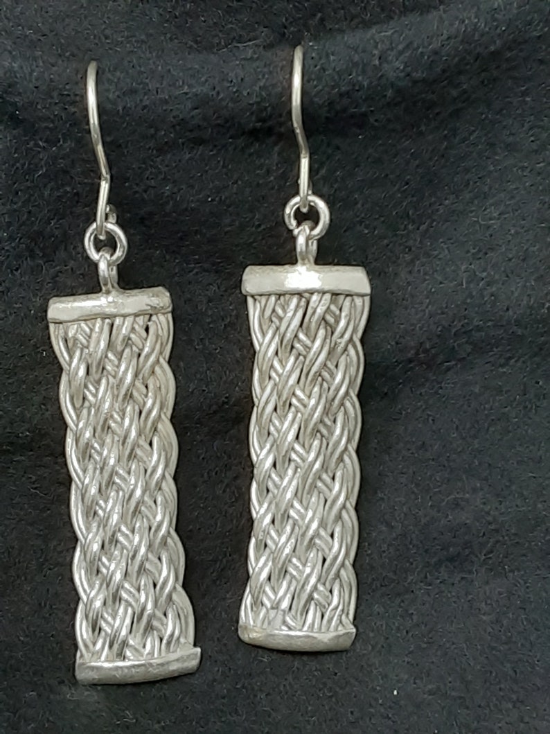 AZBlessedBeads\u00a9 Hill tribe Thai silver braided earrings