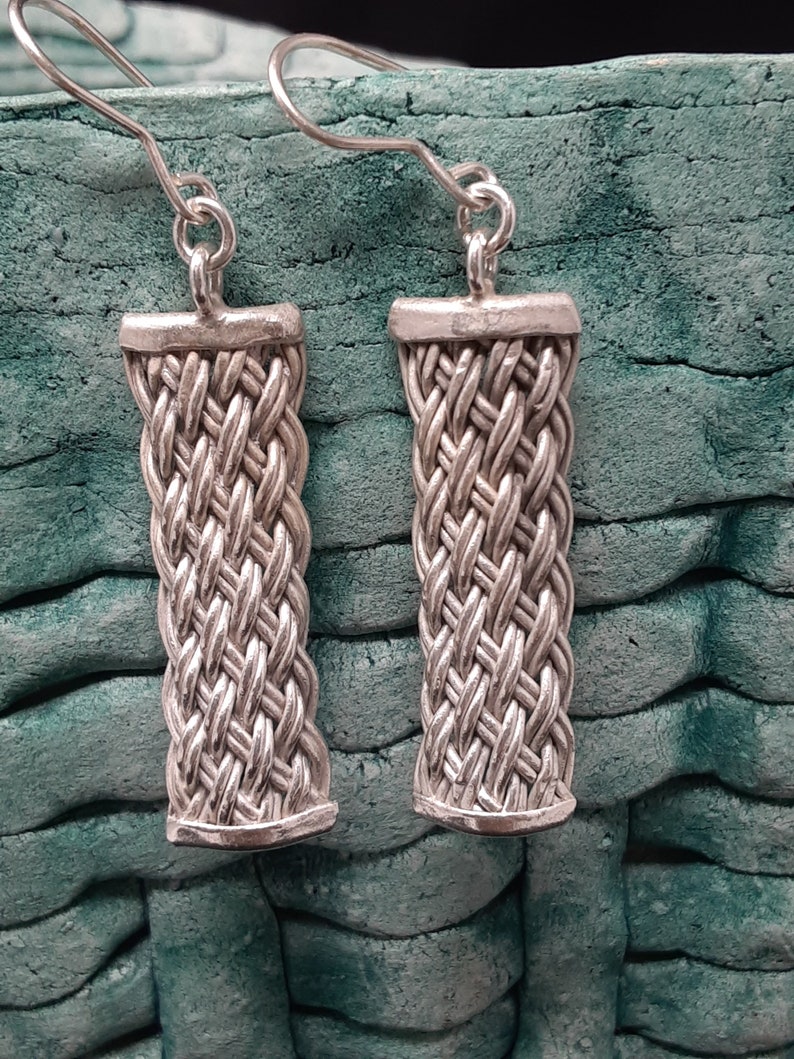 AZBlessedBeads\u00a9 Hill tribe Thai silver braided earrings