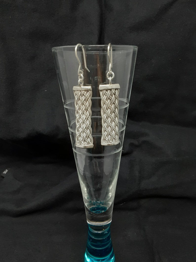 AZBlessedBeads\u00a9 Hill tribe Thai silver braided earrings