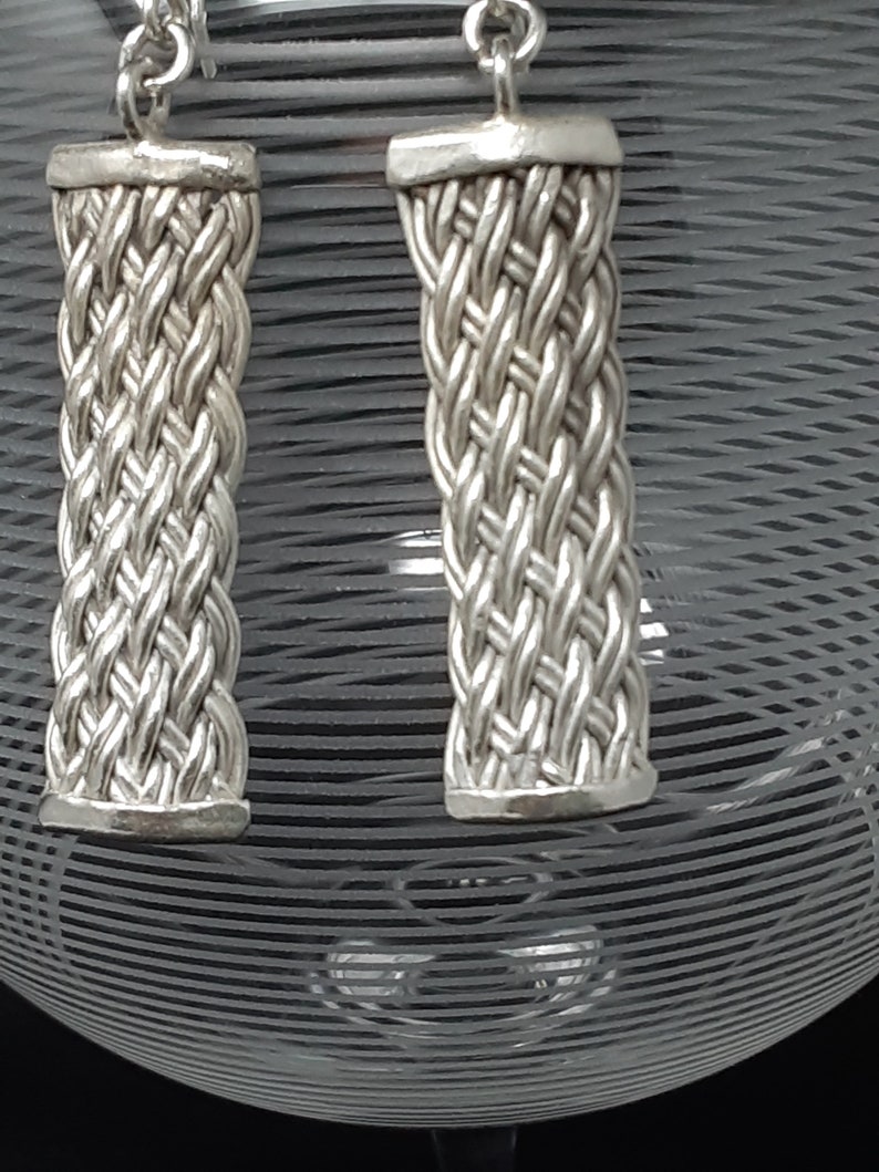AZBlessedBeads\u00a9 Hill tribe Thai silver braided earrings