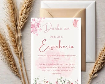 Digital thank-you card for childcare workers | Printable file | Farewell gift for daycare | Instant download card for kindergarten | Thank you to childcare workers