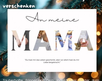 Personalized Mom Poster - Make your mother happy. Customizable Mom Poster - Add your own pictures inside the letters.