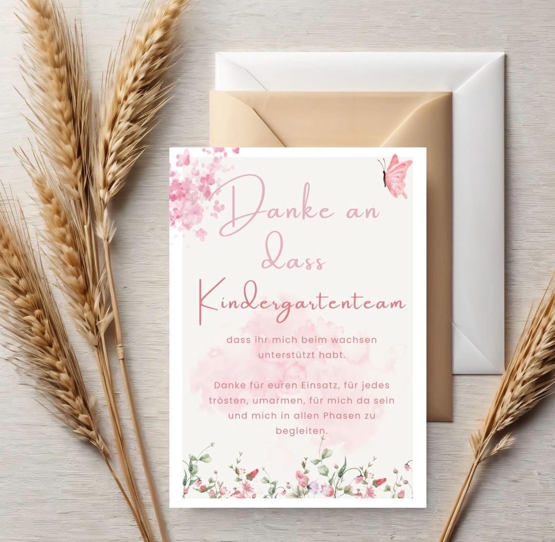 Digital Thank You Card for the Kindergarten Team | Printable | Farewell ...