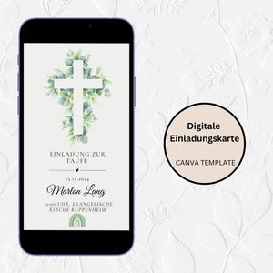 Digitale uitnodiging doop eucalyptus, ecard doop, digitale kaart om te personaliseren, regenboog, eucalyptus, kaart om digitaal te versturen
