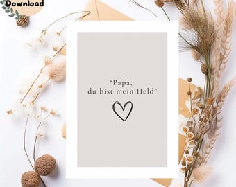 Minimalist Card for Dad, Digital Download | Father's Day Gift, for the Best Dad, Father's Day Gift, Dad is My Hero Card