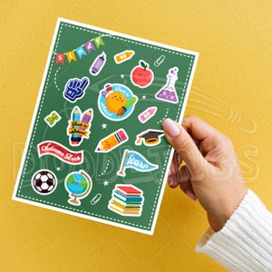 Íconos de pegatinas escolares: más de 50 diseños divertidos para agendas, portátiles y proyectos