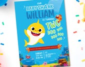 Baby Shark Party Bundle • Editable Birthday Invitation • Canva Template • Kids Ocean Theme • Thankyou Note
