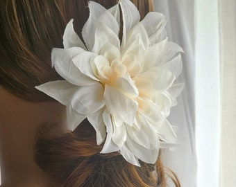 Statement Dahlia Flower Hair Clip or Brooch Pin Choose Cream or Pink for Rehearsal Dinner Clip Hat Pin Dog Collar Pin by hadcraftUSA etsy