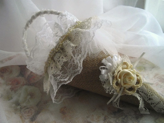 Items similar to Shabby Chic Petal Holder Flower Girl Tussie Mussie ...