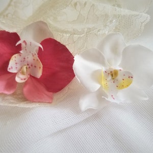 Delicate White Orchid Phalaenopsis Realistic Hair Clip Or Brooch Real To The Touch Fabric No Latex Rubbery Feel Handmade by handcraftusa image 3