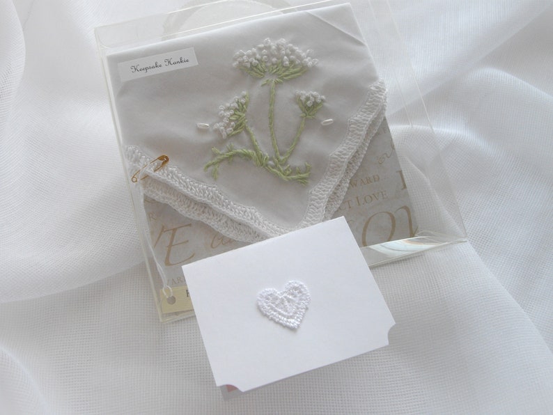 Victorian Inspired Ivory And White Wedding Hankie Ready To Gift Heirloom Boxed With Card Crocheted For Bride Vintage Applique handcraftUSA