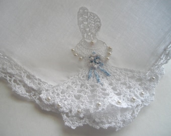 Wedding Handkerchief Retro Crinoline Lady Inspired Crochet Handkerchief As Seen At Martha Stewart Wedding Party For Bouquet by handcraftusa