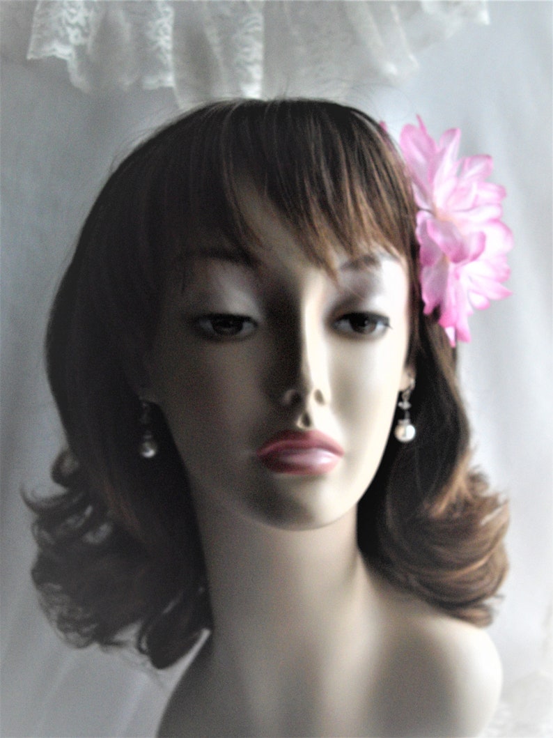 Pink Realistic Large Statement Dahlia Flower Hair Clip Large Flower Hair Clip Bobby Pin Brooch Pin Designed by handcraftUSA Etsy