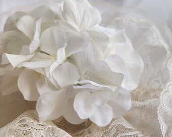 Hydrangea White or Marsala Flower Accessory Options Clip With Teeth, Safety Pin Back, Stick Pin or Barrette Clip handcraftUSA