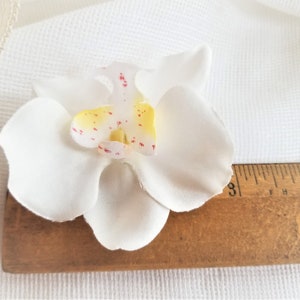 Delicate White Orchid Phalaenopsis Realistic Hair Clip Or Brooch Real To The Touch Fabric No Latex Rubbery Feel Handmade by handcraftusa image 2