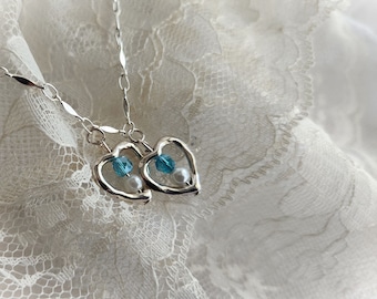 Something Blue Keepsake Unique Anklet Silver Toned With Two Dangling Hearts Choose Your Size Designed by handcraftUSA