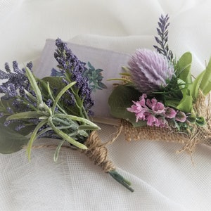 Thistle Boutonniere: Rustic Wildflower Buttonhole, Corsage Pin