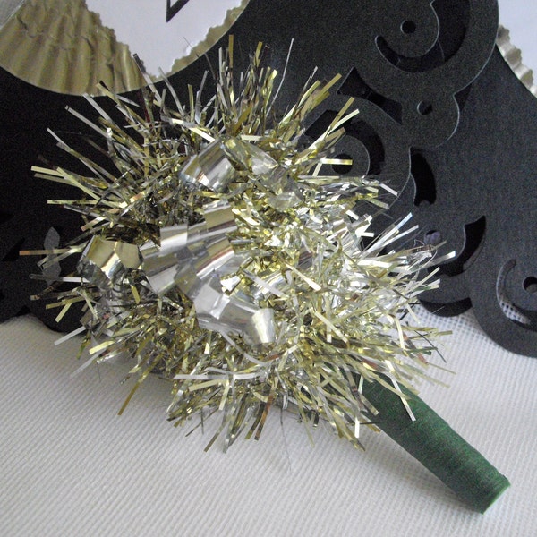Party Blower Metallic Boutonniere Surprise "Let's Party" Tinsel Gold Silver Noise When Blown Groom Bridal Party New Year's by handcraftusa