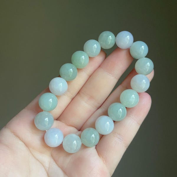 Certified  11.7 mm 100% Natural Grade A Burmese Jadeite multi-color  Bracelet  145#（elastic）