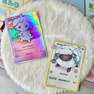 Pegatinas de cartas Pokémon: Espurr, Wooloo/pegatina holográfica de vinilo hecha a mano e impermeable/pegatina decorativa para portátil