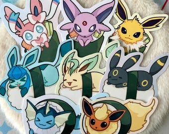 Eeveelution sushi Pokémon Stickers: espeon umbreon vaporeon leafeon glaceon jolteon sylveon flareon/ handmade stickers/cute silly