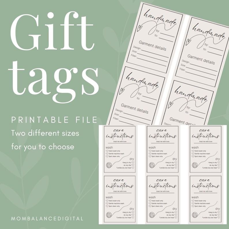 Knitting Gift Tags, INSTANT DOWNLOAD, Knit Project Tag, Craft Printable ...