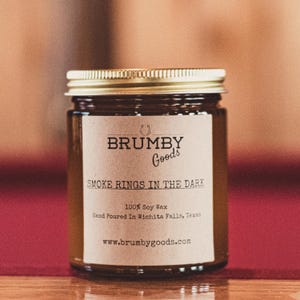 Smoke Rings in the Dark Candle | Tobacco, Woods & Caramel | Ranch Candle | Cowboy Gift | Rustic Farmhouse Décor | Soy Wax | Cowboy Candle