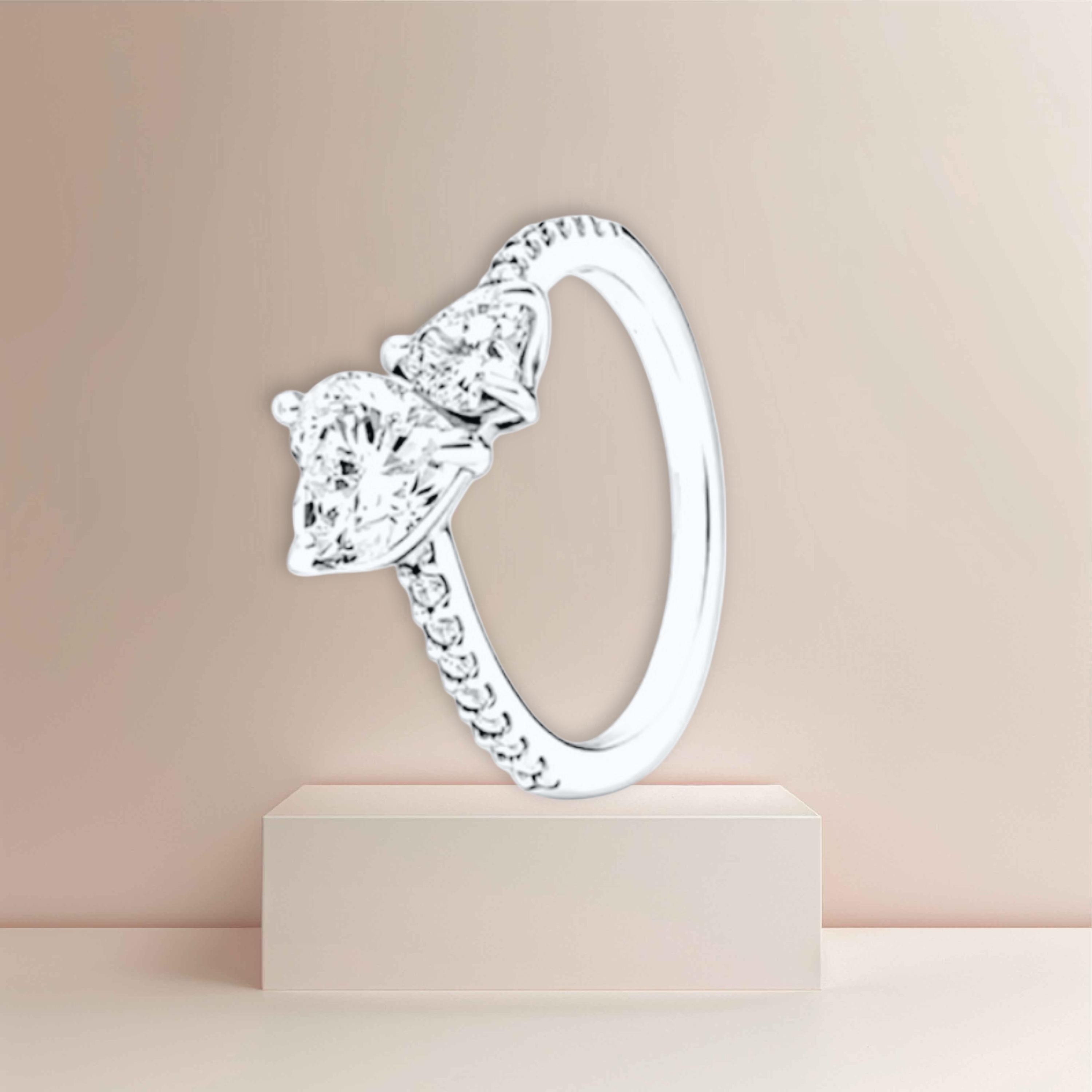 Promise Ring Pandora Two Sparkling Hearts Ring Buy Double Heart